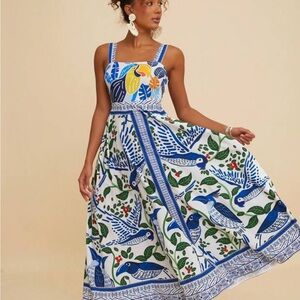 Elegant Blue and White Printed Dress